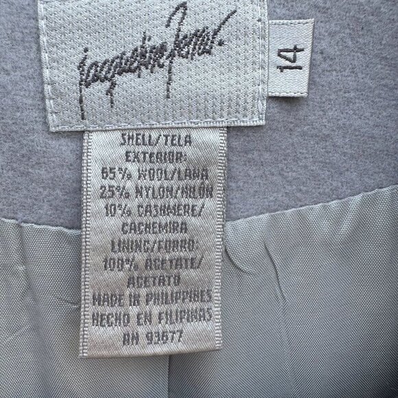 Jacqueline Ferrar Vintage Womens Wool Cashmere Blend Gray Blazer Jacket 12 - Picture 9 of 13